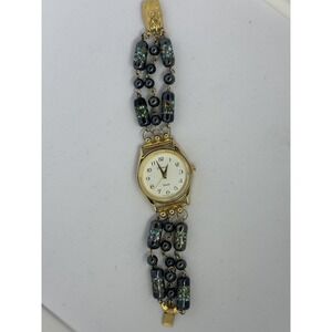 Ronica Womens Watch Beaded New Battery 31MM 7" Gold Tone Y